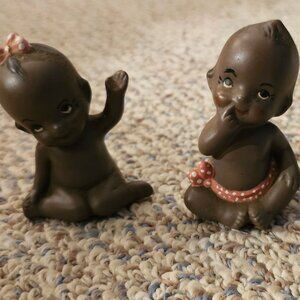 2 Vintage Ceramic/ Porcelain Baby Kewpie Style Doll Figurines